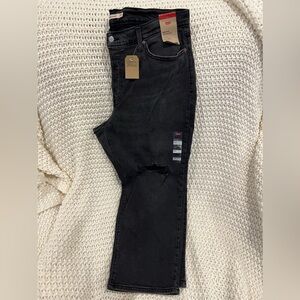 Levi straight black jeans- ripped style- new with tags